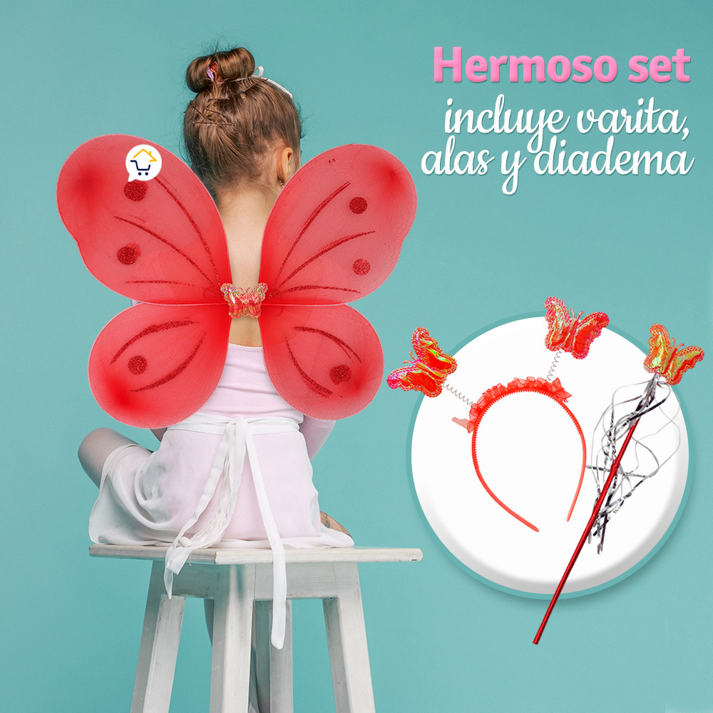 Vista 3 de Disfraz Mariposa Hada Halloween OD500 - color: rojo